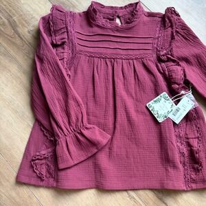 NWT Girls L Chelsea & Violet Burgundy Blouse